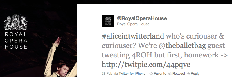 Royal Opera House AliceinTwitter